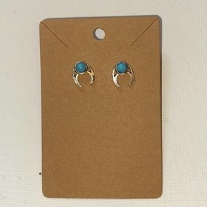 cute turquoise horse shoe stud earrings